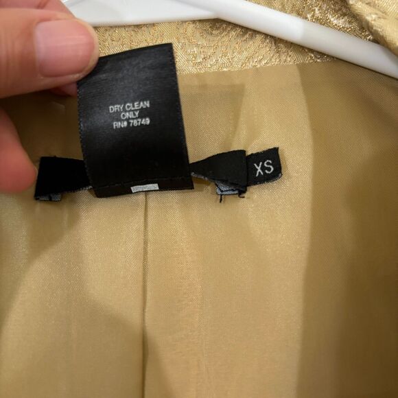 VTG Y2K Arden B Gold Jacket Tapestry Jaquard Print XS Tailored Career 90s Fitted - Picture 9 of 9